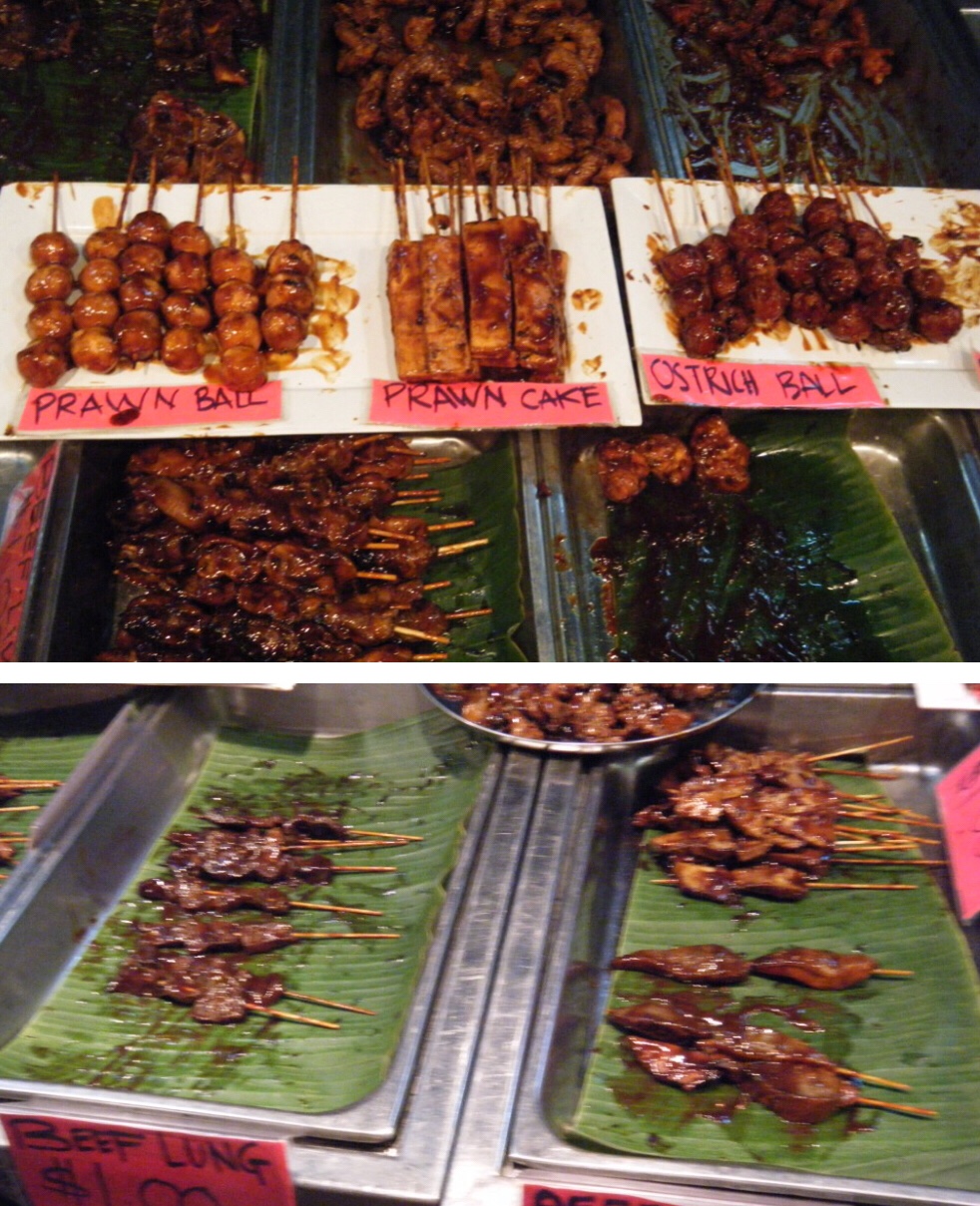 Fish ball kabobs, ostrich balls, prawn balls, all parts of cow kabobs!!